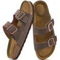thumbnail image 1 of Ecetana Women's Cork Footbed Slide Sandals, Adjustable Double Buckle Open Toe Flat Sandals with Light Arch Support, 1 of 8