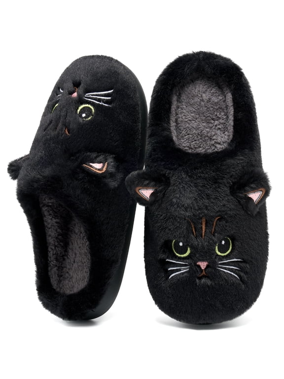 Women's Cute Fuzzy Slippers Comfort Faux Fur Memory Foam Non-Slip House Slippers for Women