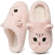 Ecetana Womens Cute Fuzzy Slippers Comfort Faux Fur Memory Foam Non-Slip House Slippers for Women