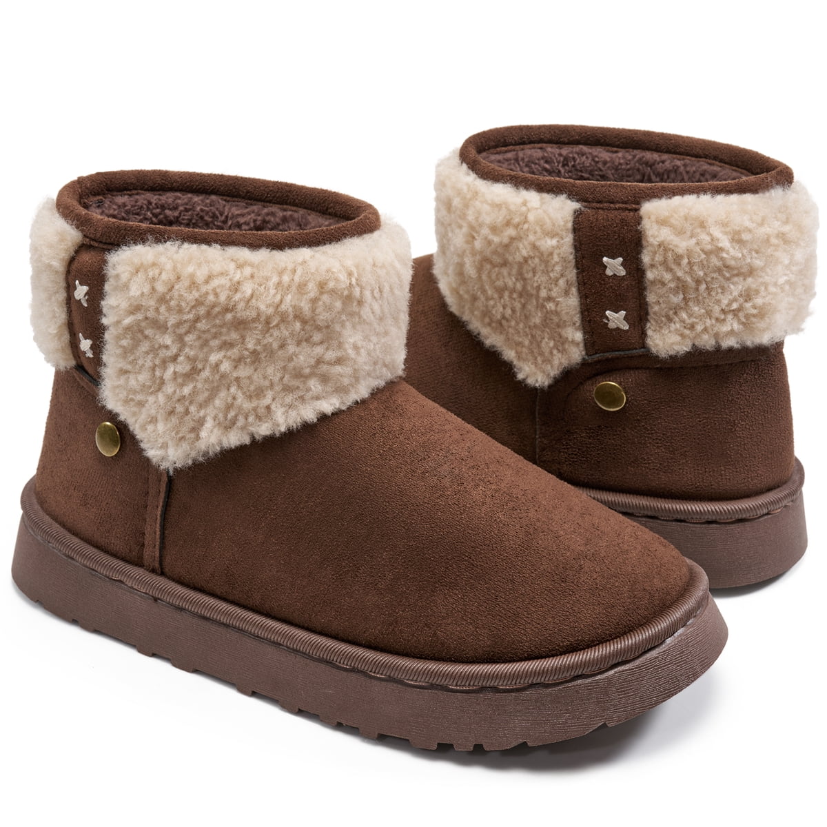 Women's Fleece Slippers Suede Warm Winter House Shoes Non Slip Outdoor Slippers for Women