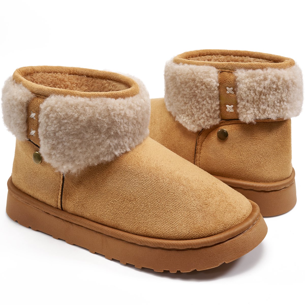 Women's Fleece Slippers Suede Warm Winter House Shoes Non Slip Outdoor Slippers for Women