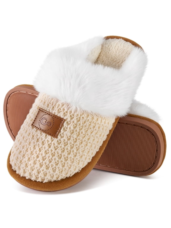 Women's Fluffy Slippers Soft Comfort Memory Foam Indoor Outdoor House Slipper