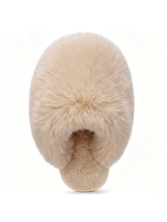Women's Furry Slippers Comfy Memory Foam Fuzzy Fluffy Slippers Non-slip Indoor House Shoes