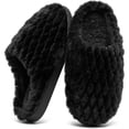 thumbnail image 1 of Ecetana Women's Fuzzy Slippers Comfortable and Warm Faux Fur Home Shoes Soft Memory Foam Slippers, 1 of 7