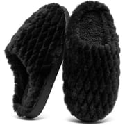 Ecetana Womens Fuzzy Slippers Comfortable and Warm Faux Fur Home Shoes Soft Memory Foam Slippers