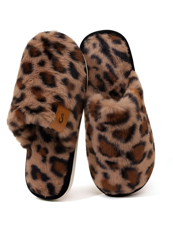 Women's Fuzzy Slippers Indoor Cozy Soft Memory Foam Slip On House Shoes for Women