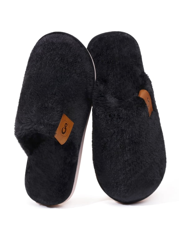Women's Fuzzy Slippers Indoor Cozy Soft Memory Foam Slip On House Shoes for Women