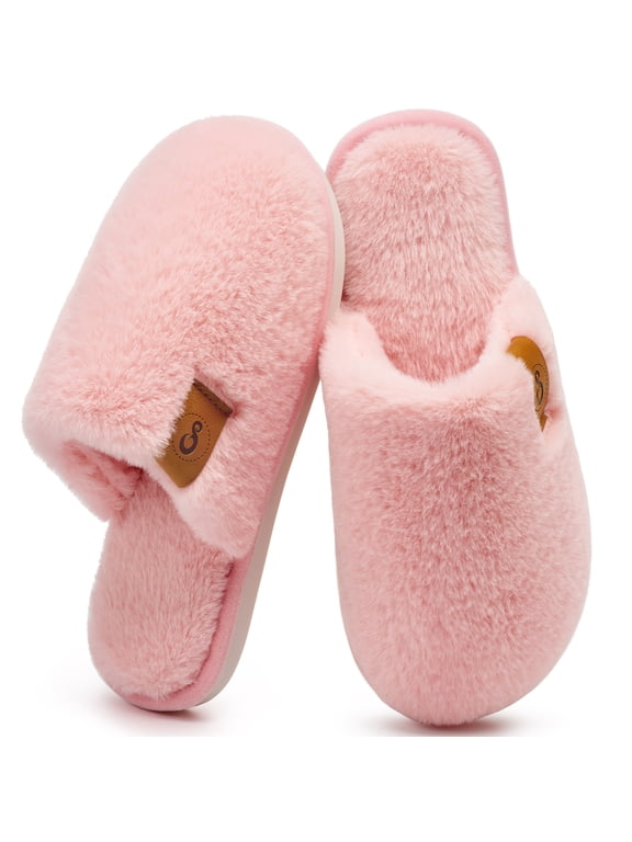 Women's Fuzzy Slippers Indoor Cozy Soft Memory Foam Slip On House Shoes for Women