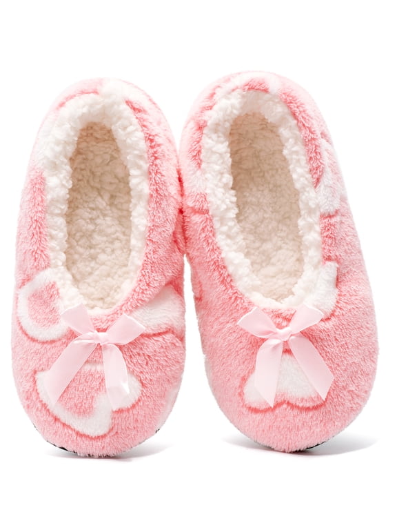 Women's Fuzzy Slippers Warm Plush House Shoes Slip On Winter Cozy Bedroom Slippers