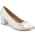 thumbnail image 1 of Ecetana Women's Chunky Heel Pumps Pointed Toe Bow Knot Heel Dress Shoes for Wedding Party Daily, 1 of 6