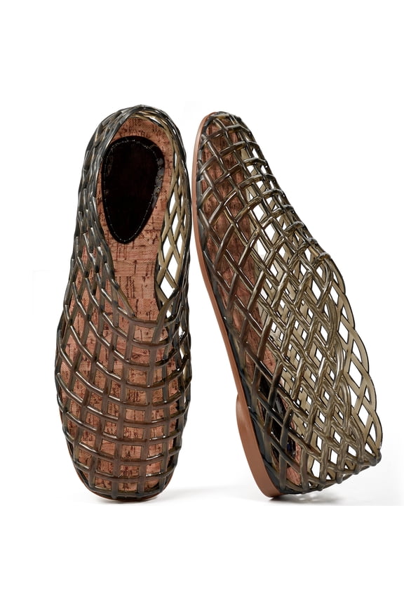 Women's Jelly Sandals Mesh Flats Breathable Clear Hollow Jelly Shoes for Women