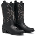 thumbnail image 1 of Ecetana Women's Cowboy Boots Pointed Toe Mid-Calf Block Heel Embroidered Western Boots, 1 of 7