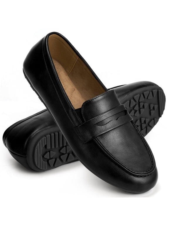 Women's Leather Penny Loafers Slip-Ons Flats Business Dress Shoes Lightweight Walking Driving Shoes
