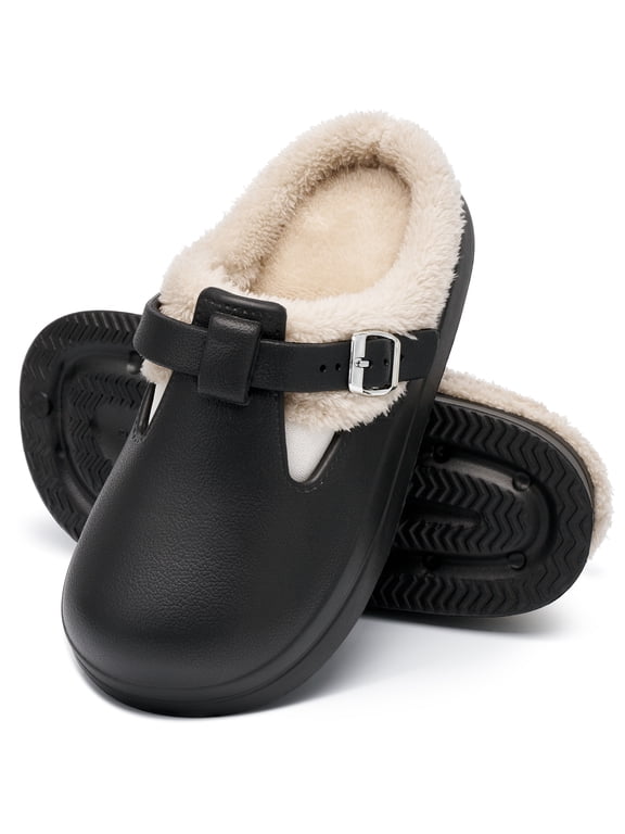 Women's Fuzzy Lined Clogs Warm Slip-On House Slippers