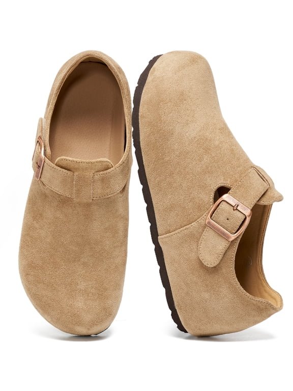 Women's Closed Toe Clogs Slip On Loafers Adjustable Buckle Strap Comfortable Casual Walking Shoes