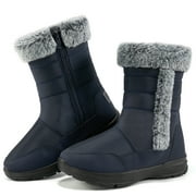 Ecetana Women's Mid Calf Waterproof Winter Snow Boots Warm Faux Fur Lined Fashion Hiking Boots