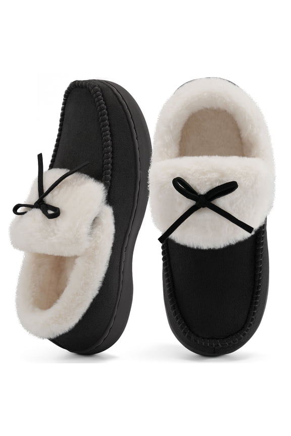 Women's Moccasin Slippers Micro Suede Warm Fuzzy Slip On Loafers Shoes for Women Indoor Outdoor