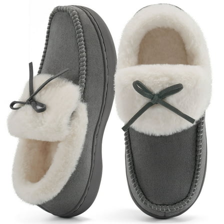 Ecetana Women's Moccasin Slippers Micro Suede Warm Fuzzy Slip On Loafers Shoes for Women Indoor Outdoor