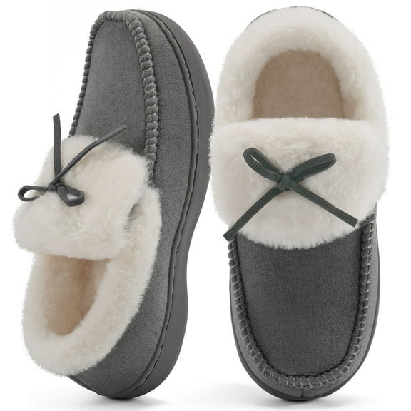 Ecetana Women's Moccasin Slippers Micro Suede Warm Fuzzy Slip On Loafers Shoes for Women Indoor Outdoor