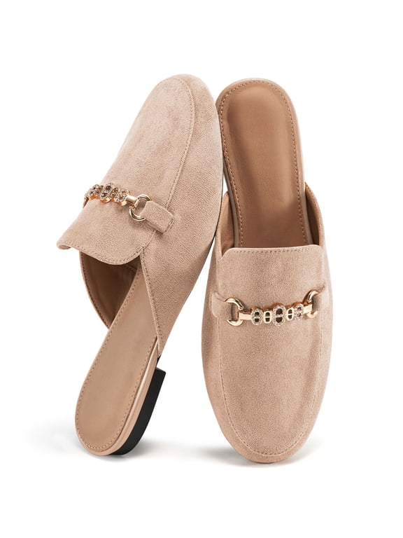 Women's Mules Classic Suede Slip On Shoes Closed Toe Backless Flat Loafer Slides for Business Work Office Casual