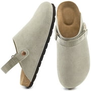 Ecetana Women's Mules & Clogs Suede Closed Toe Sandals Slip On Flats Sandals with Hook Loop