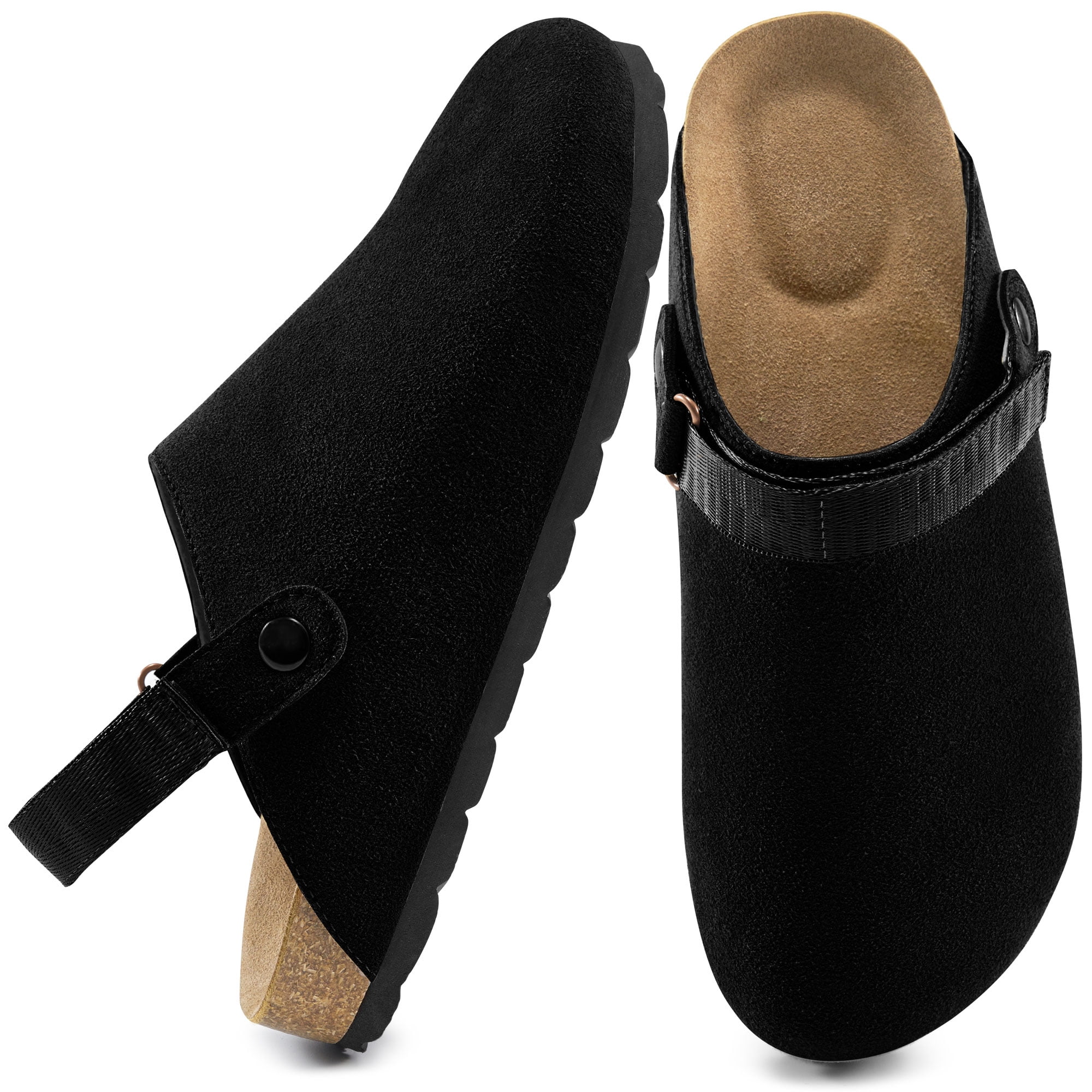 Ecetana Women's Mules & Clogs Suede Closed Toe Sandals Slip On Flats Sandals with Hook Loop