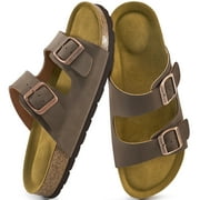 Ecetana Womens Sandals Comfortable Flat Sandals for Women Open Toe Slide for Women with Adjustable Buckle
