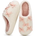 thumbnail image 1 of Ecetana Women's Slippers Fuzzy Bow Plush Warm Indoor Cozy House Shoes Non-Slip Memory Foam, 1 of 8