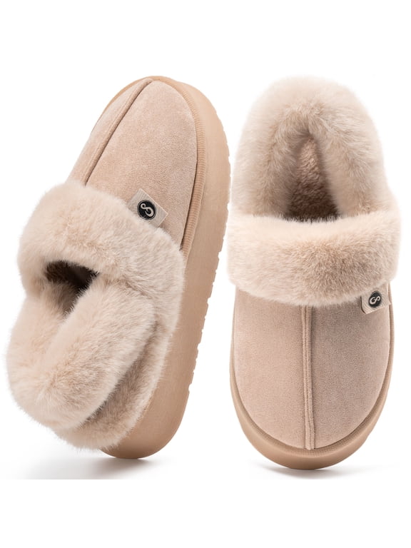 Women's Slippers Fuzzy Memory Foam Warm Slippers for Women Slip On House Shoes
