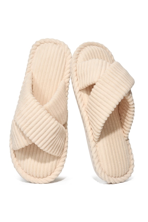 Women's Slippers Soft Comfort House Shoes for Women Cross-Strap Fleece Slippers