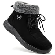 Ecetana Womens Snow Boots Faux Fur Lined Short Boots Side Zipper Non Slip Outdoor Winter Boots for Women