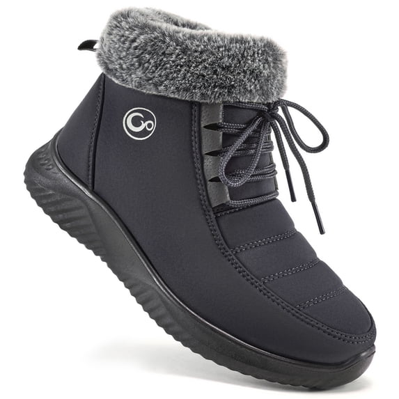 Ecetana Women's Snow Boots Faux Fur Lined Short Boots Side Zipper Non Slip Outdoor Winter Boots for Women
