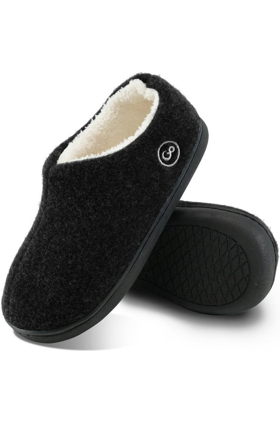 Womens Comfortable Slippers Plush Fleece Lined Memory Foam Closed Back House Shoes