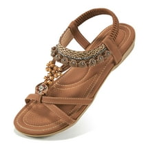 Ecetana Womens Flat Sandals Comfortable Summer Casual Bohemian Beach Sandals Shoes