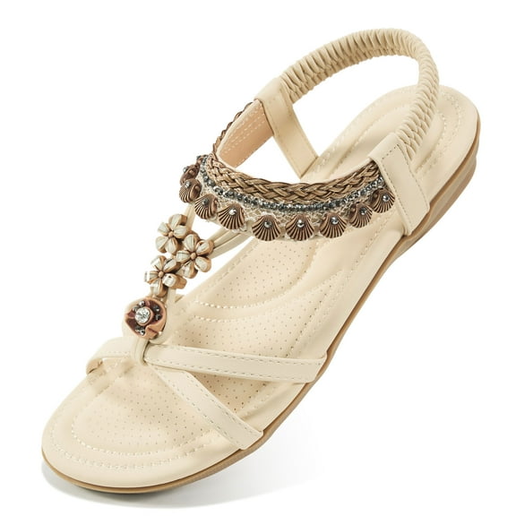 Ecetana Womens Flat Sandals Comfortable Summer Casual Bohemian Beach Sandals Shoes