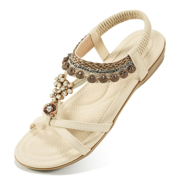 Ecetana Womens Flat Sandals Comfortable Summer Casual Bohemian Beach Sandals Shoes
