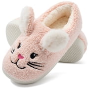 Ecetana Womens Fuzzy Slippers 3D Rabbit Closed Back Slippers Fluffy Non-Slip Indoor Warm House Slippers for Women