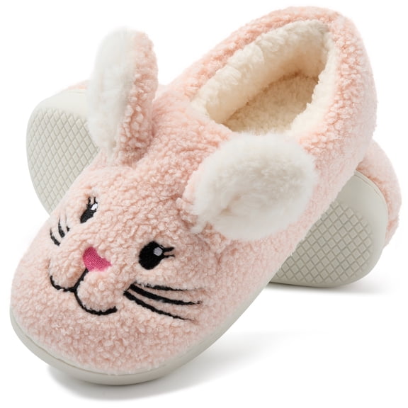 Ecetana Womens Fuzzy Slippers 3D Rabbit Closed Back Slippers Fluffy Non-Slip Indoor Warm House Slippers for Women