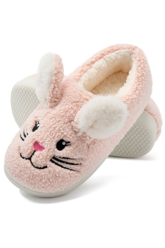 Womens Fuzzy Slippers 3D Rabbit Closed Back Slippers Fluffy Non-Slip Indoor Warm House Slippers for Women