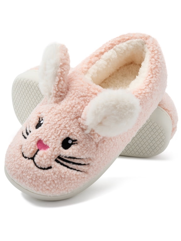 Womens Fuzzy Slippers 3D Rabbit Closed Back Slippers Fluffy Non-Slip Indoor Warm House Slippers for Women
