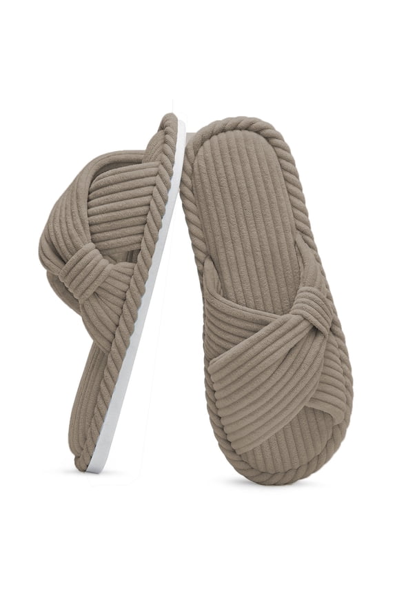 Womens House Slippers Cross Band Open Toe Comfortable Home Shoes