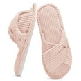 thumbnail image 1 of Ecetana Womens House Slippers Cross Band Open Toe Comfortable Home Shoes, 1 of 6