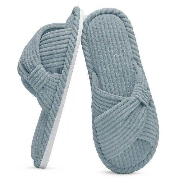 Ecetana Womens House Slippers Cross Band Open Toe Comfortable Home Shoes