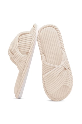 Womens House Slippers Cross Band Open Toe Comfortable Home Shoes