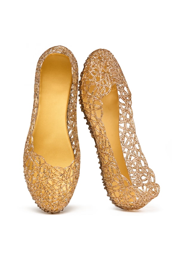 Womens Jelly Sandals Ballet Shoes Lightweight Hollow Out Summer Beach Sandals