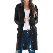 ECETANA Long Sleeve Cable Knit Cardigan Sweater (Women's)