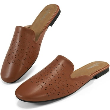 Ecetana Womens Mules Dressy Flats Shoes Slip On Slides Backless Loafers