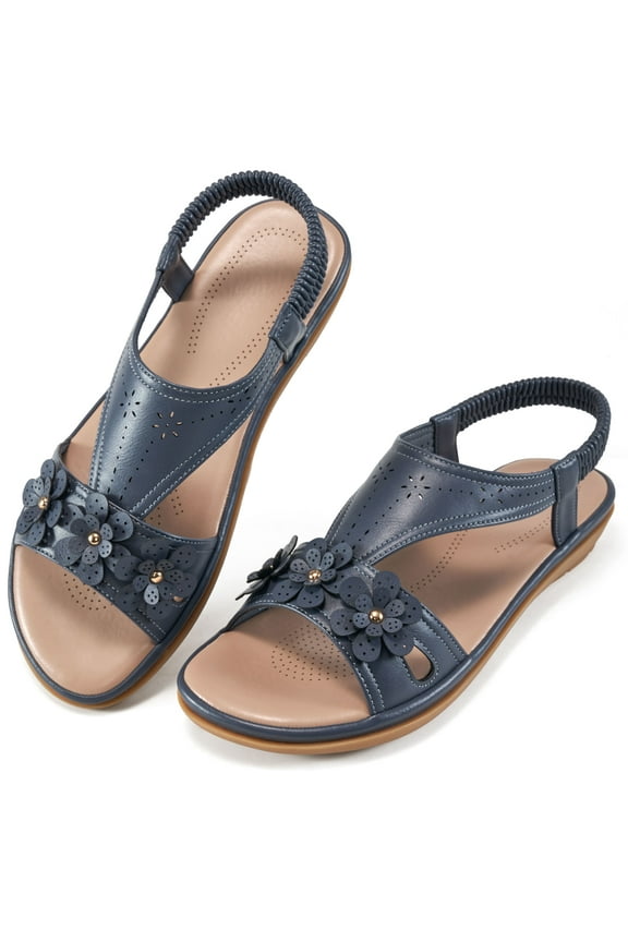 Womens Sandals Dressy Flats Sandals for Women with Elastic Ankle Strap Summer Sandals