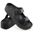 thumbnail image 1 of Ecetana Womens Slides Sandals Adjustable Double Buckle House Slides EVA Non-Slip Sandals, 1 of 7