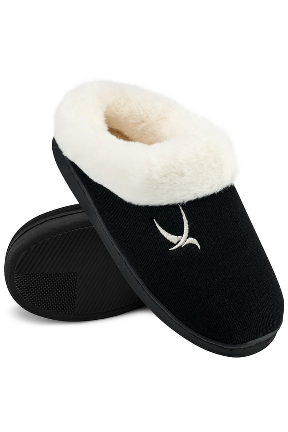 Womens Slipper With Memory Foam Fluffy Soft Warm Slip On House Shoes
